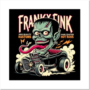 Custom Rod Frankenstein - Retro Creepy Cute Kustom Cars Classic Monster Posters and Art